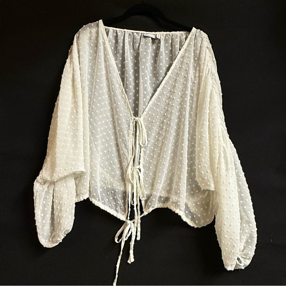 Sheer White Polka Dot Blouse